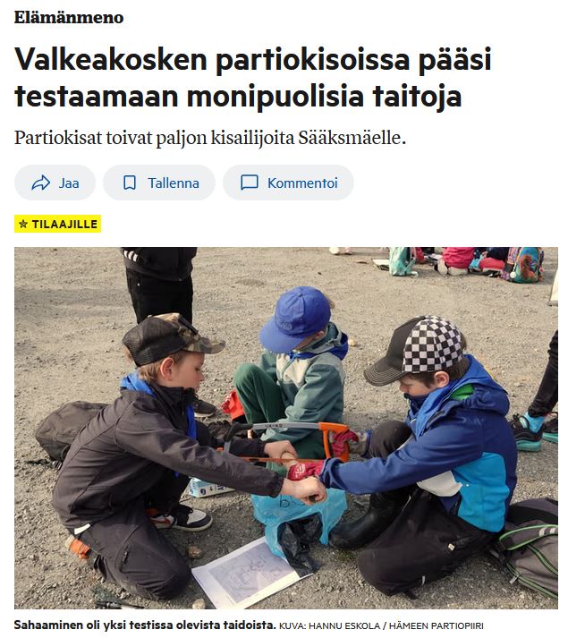 Valkeakosken Sanomat 16.5.2026 Partiotaitokisoista